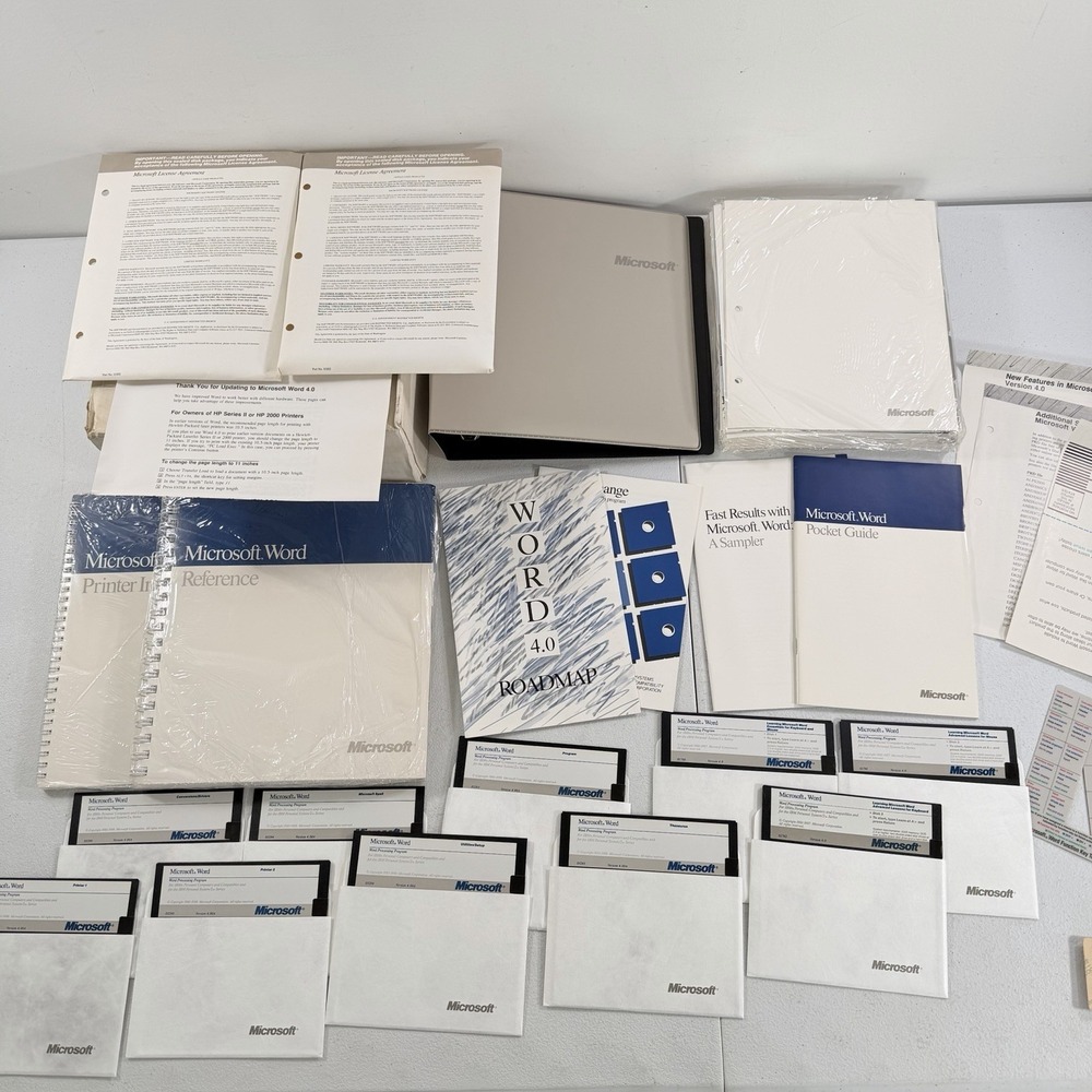 NEW Microsoft Word Version 4.0 Software for IBM PC 5.25" Diskette Complete 1987